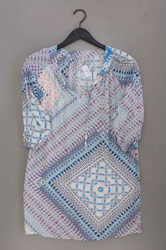 Puro Bluse Gr. 38 geometrisches Muster 3/4 Ärmel blau aus Viskose
