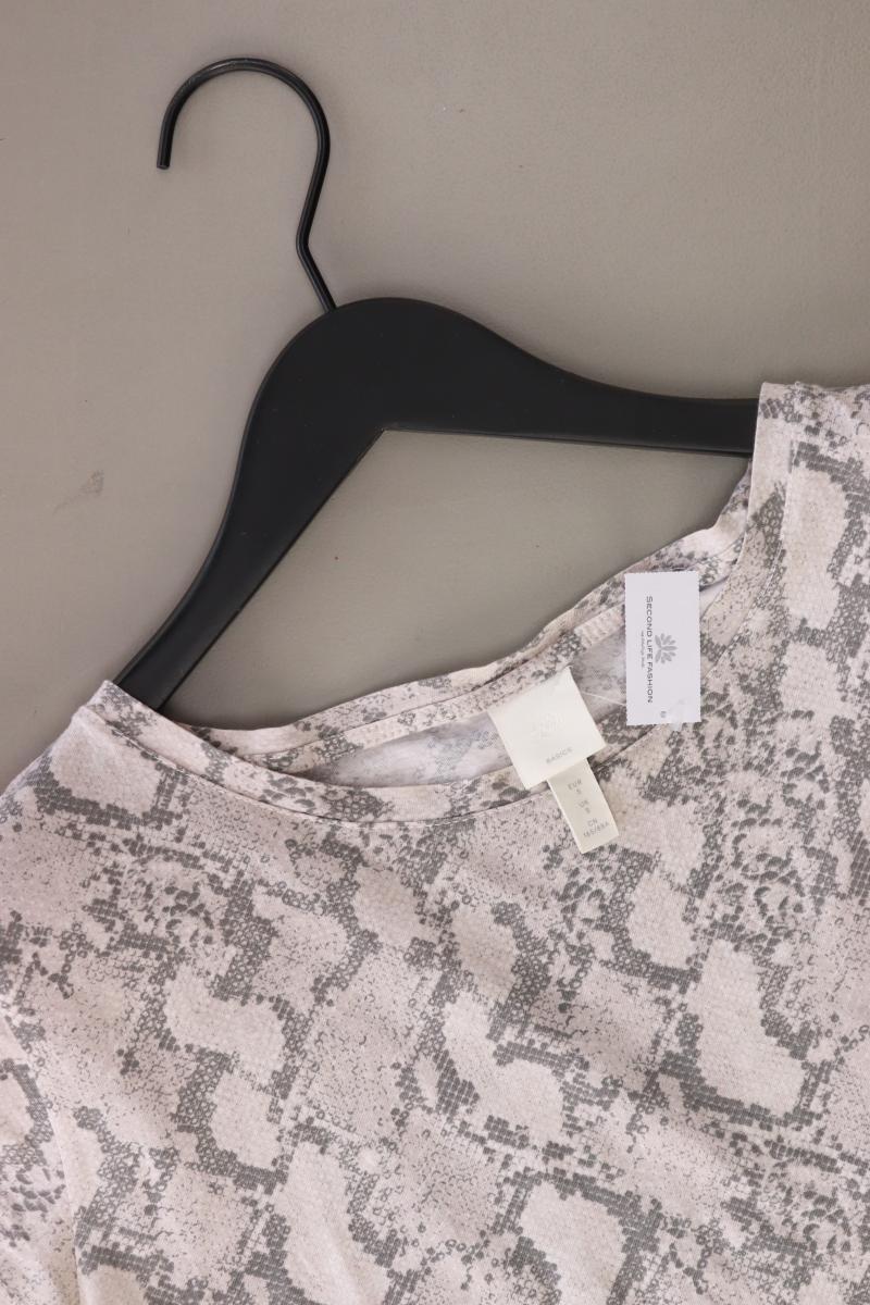 H&M Shirt Gr. S mit Tierdruck Kurzarm creme aus Baumwolle