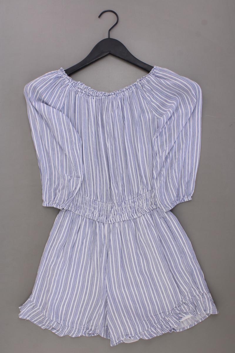 Hollister Kurzer Jumpsuit Gr. XS gestreift mit Carmen-Ausschnitt blau