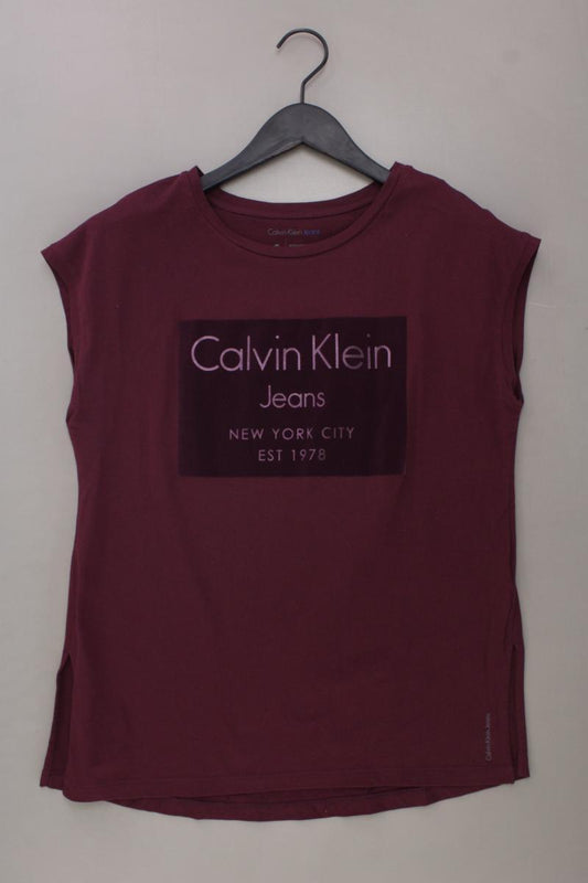 Calvin Klein Printshirt Gr. S Kurzarm lila aus Baumwolle