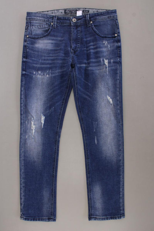 Cross Hatch Slim Jeans für Herren Gr. W34/L32 blau aus Baumwolle