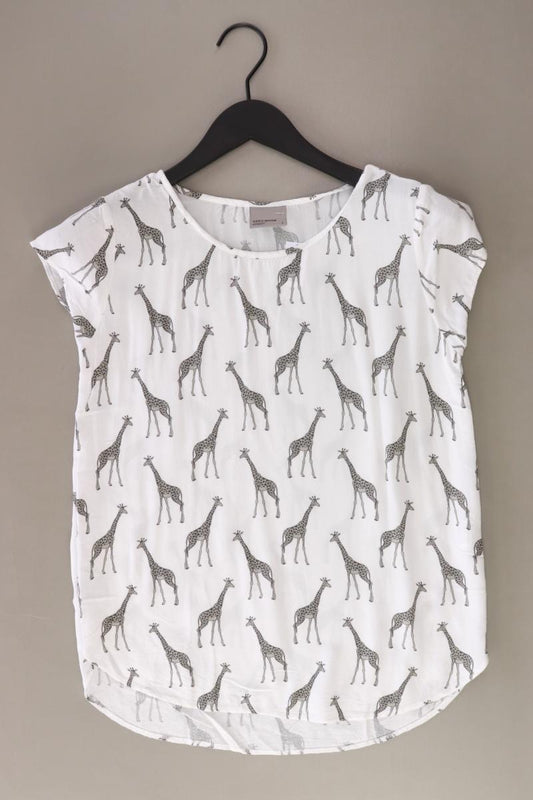 Vero Moda Bluse mit Giraffendruck Gr. S mit Tierdruck Kurzarm weiß aus Viskose