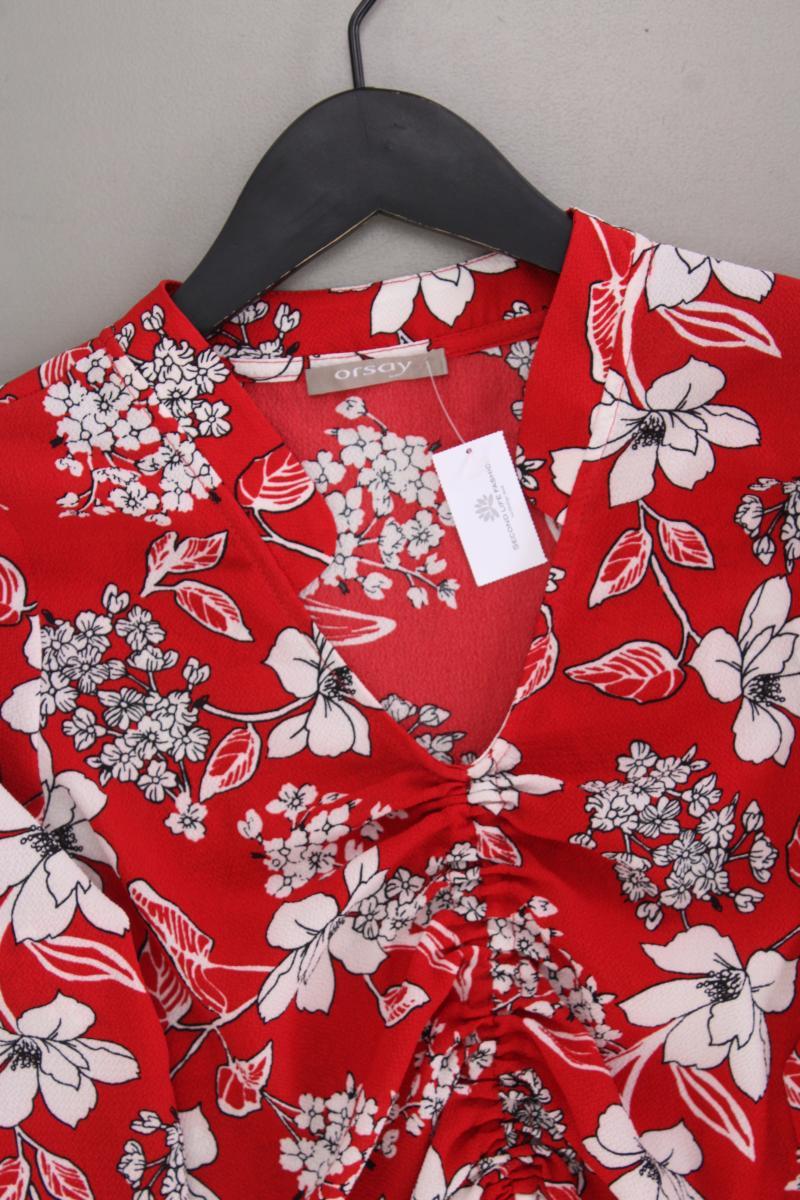 Orsay Langarmbluse Gr. 34 mit Blumenmuster neuwertig rot aus Polyester