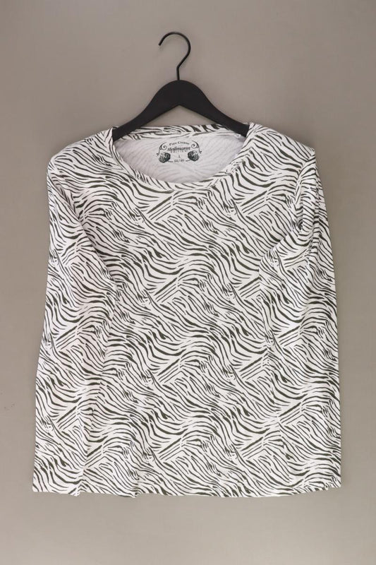 Steilmann Longsleeve-Shirt Gr. 44/46 mit Tierdruck Langarm weiß aus Baumwolle