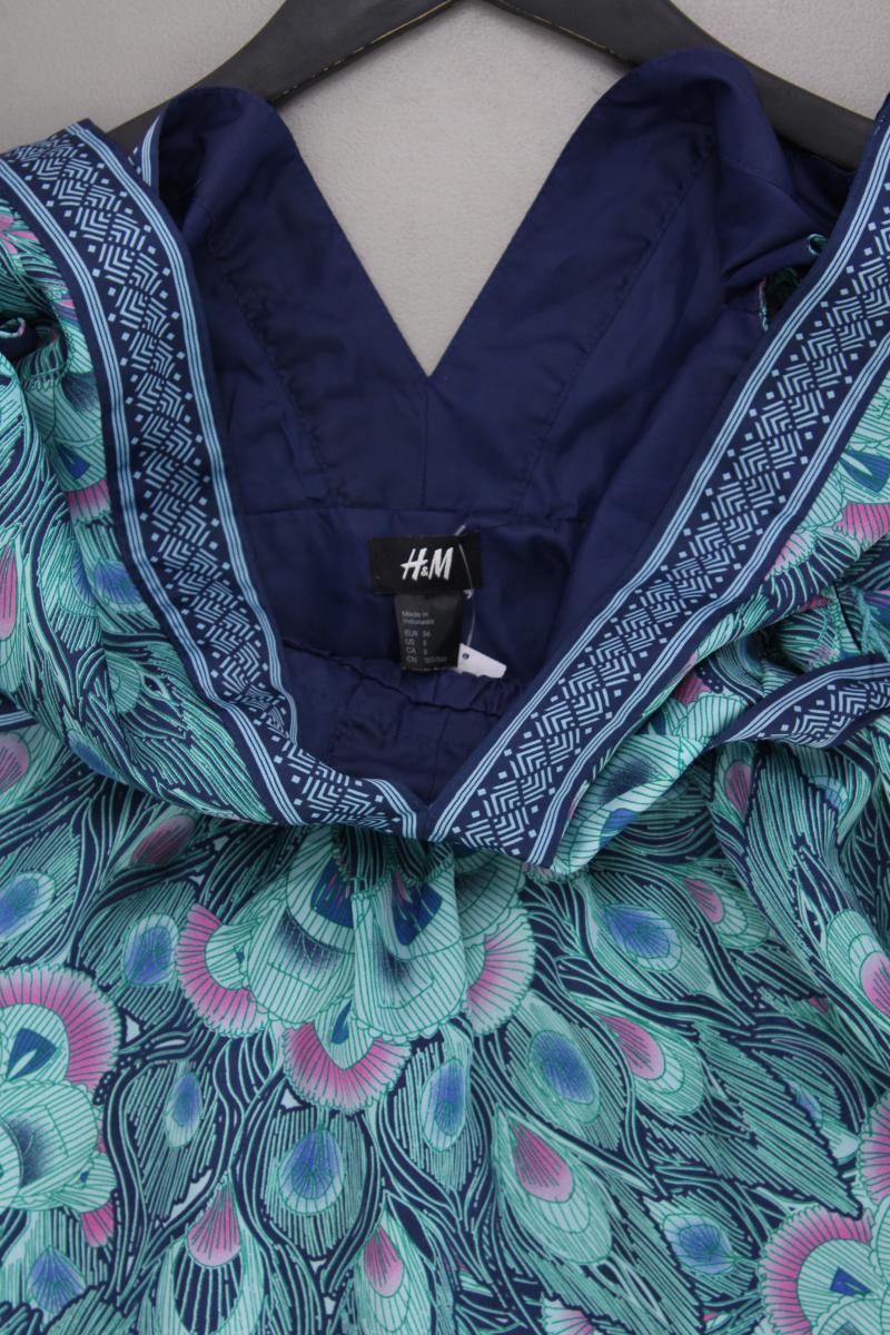 H&M Sommerkleid Gr. 36 mit Gürtel Träger blau aus Polyester