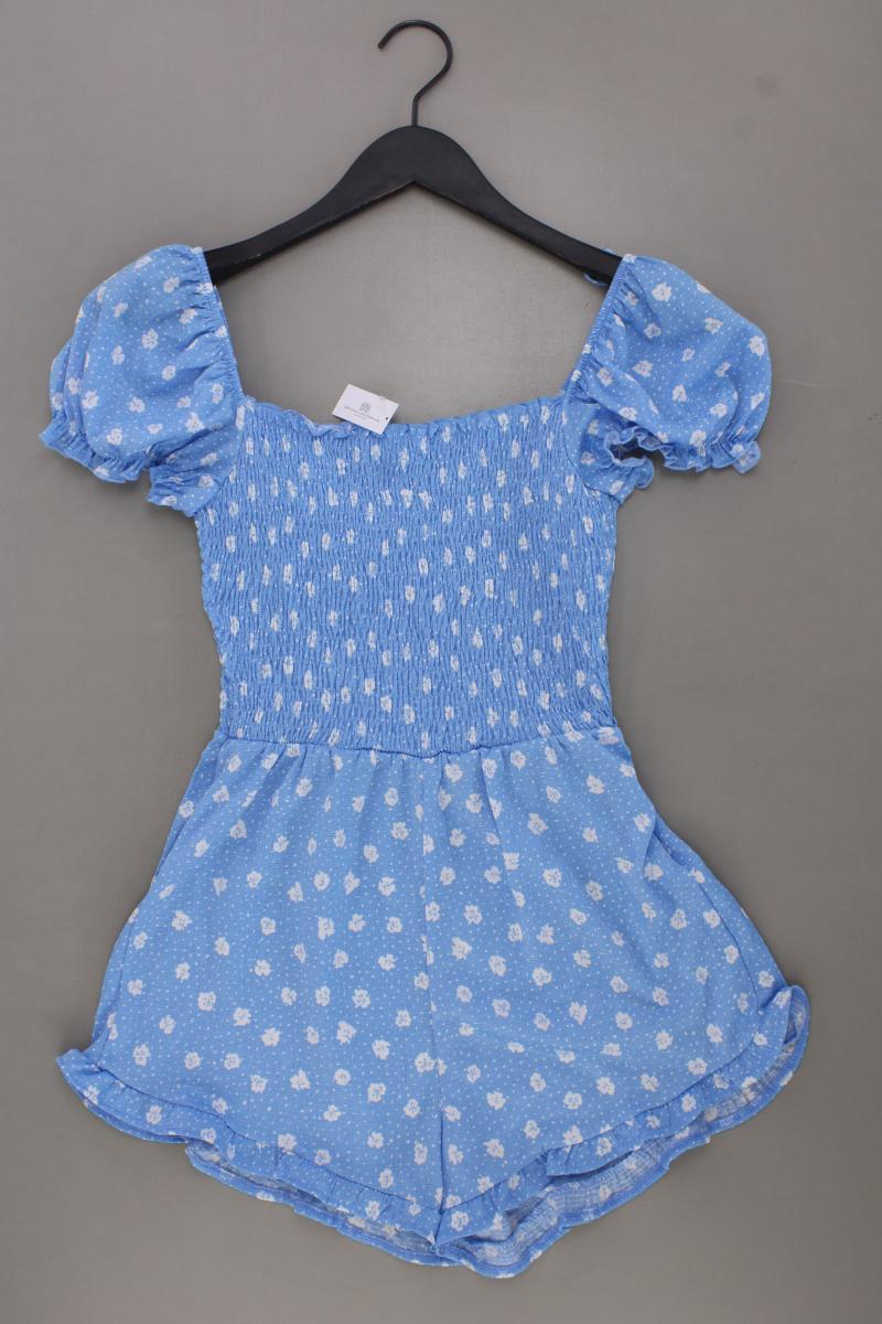 Bershka Kurzer Jumpsuit Gr. S mit Blumenmuster neuwertig blau aus Polyester