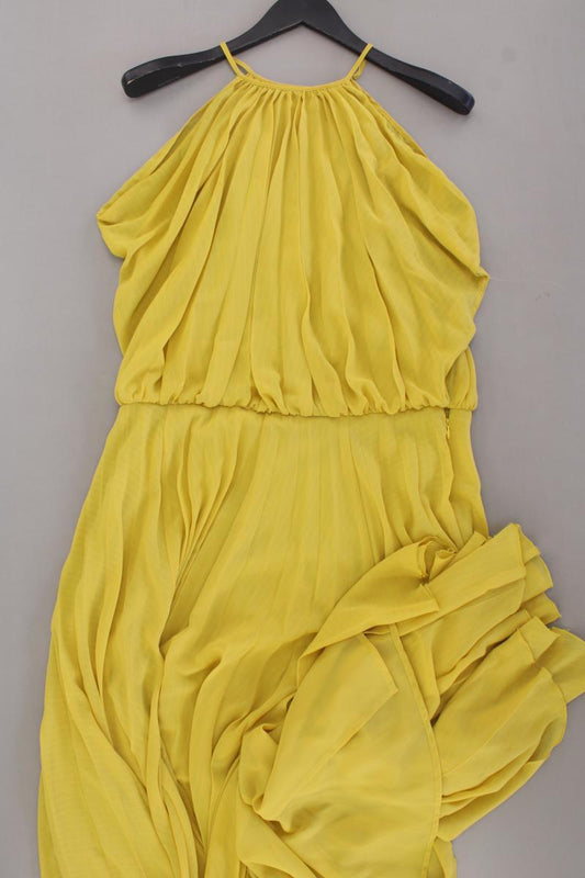 Mango Chiffonkleid Gr. L Ärmellos gelb aus Polyester