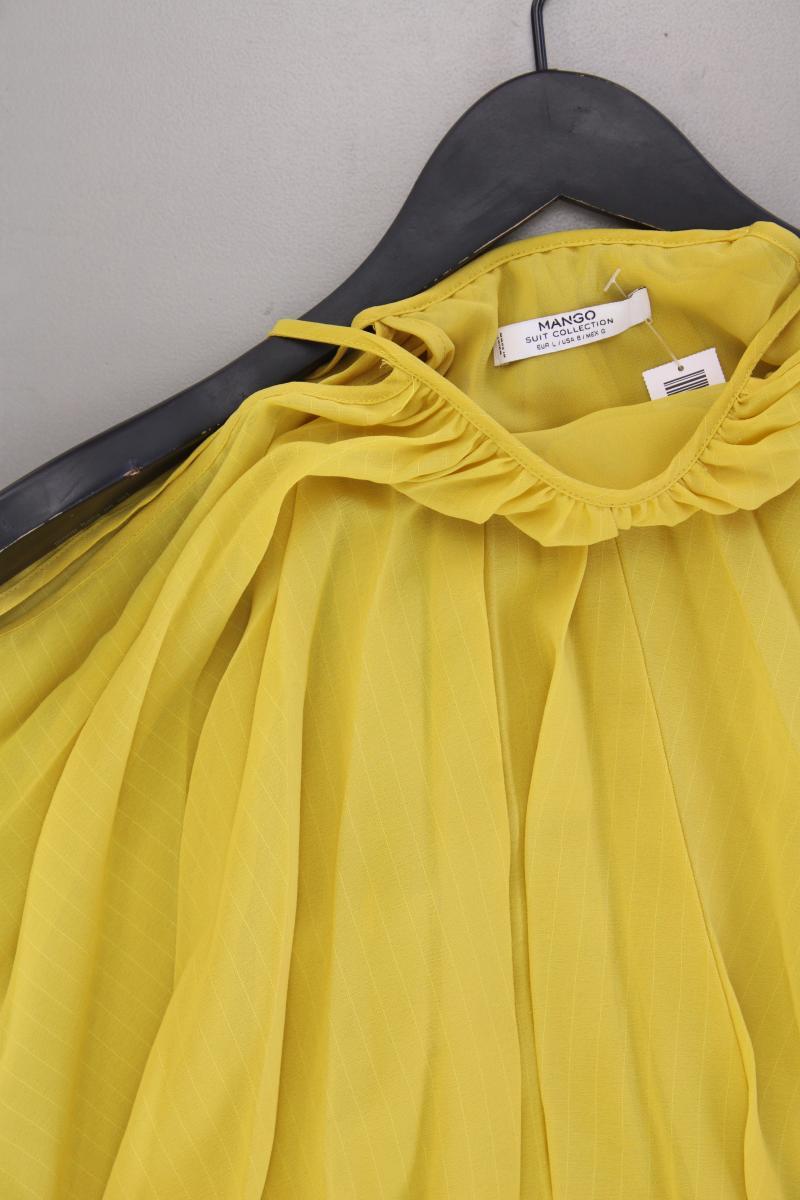 Mango Chiffonkleid Gr. L Ärmellos gelb aus Polyester