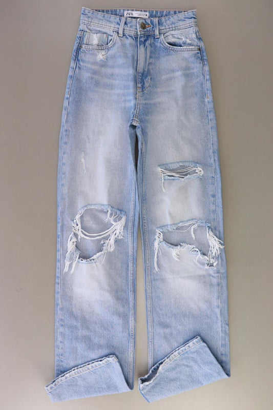 Zara Straight Jeans Gr. 34 blau aus Baumwolle