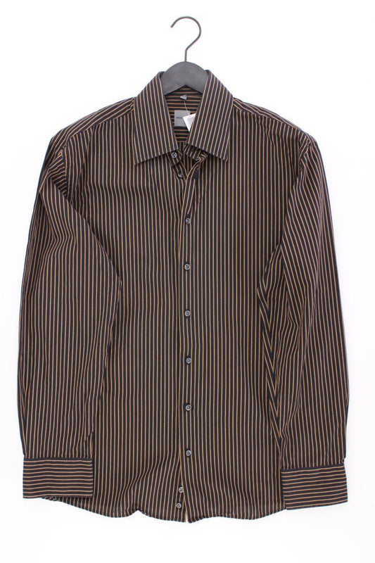 Montego Langarmhemd für Herren Gr. Hemdgröße 39/40 gestreift braun aus Baumwolle