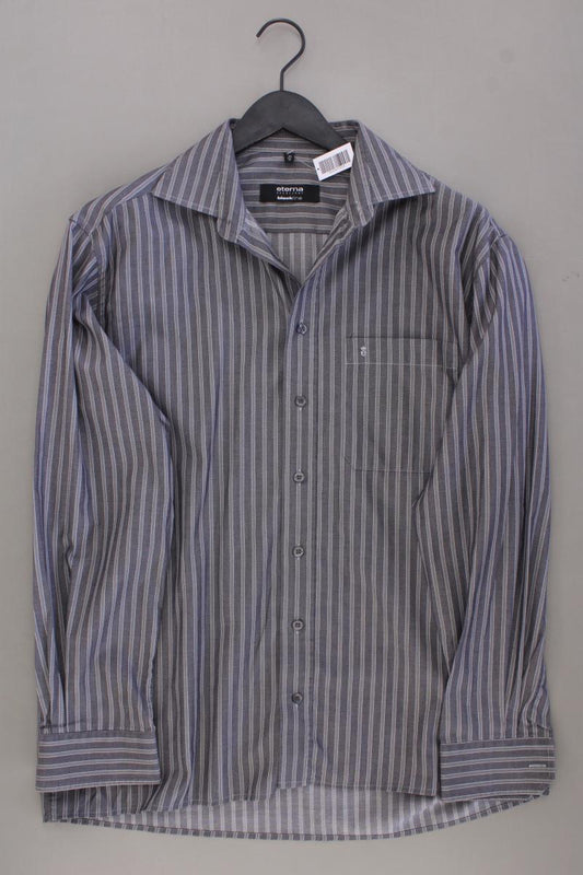 Eterna Langarmhemd für Herren Gr. Hemdgröße 41 gestreift grau aus Baumwolle
