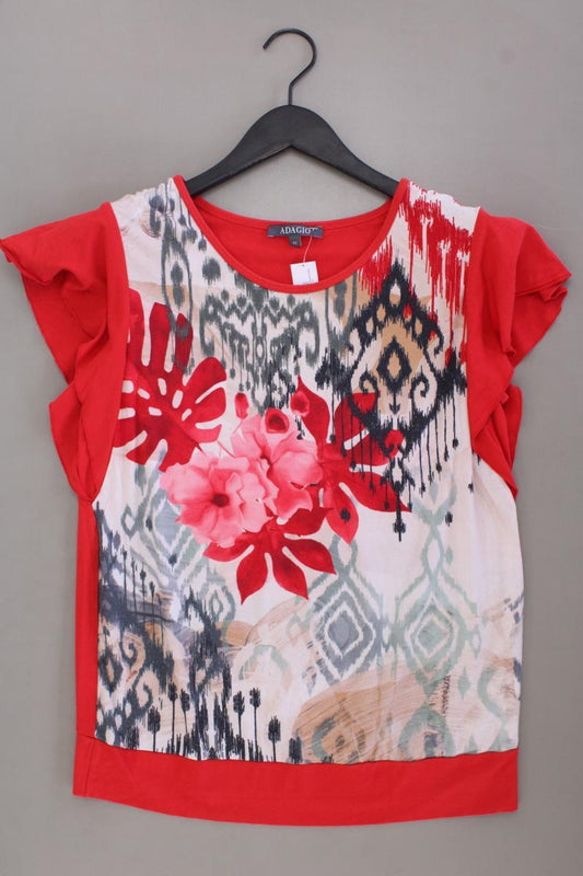 Adagio Printshirt Gr. 42 mit Blumenmuster Kurzarm rot aus Viskose