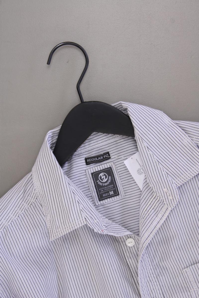 Tom Tompson Kurzarmhemd für Herren Gr. M gestreift grau aus Polyester