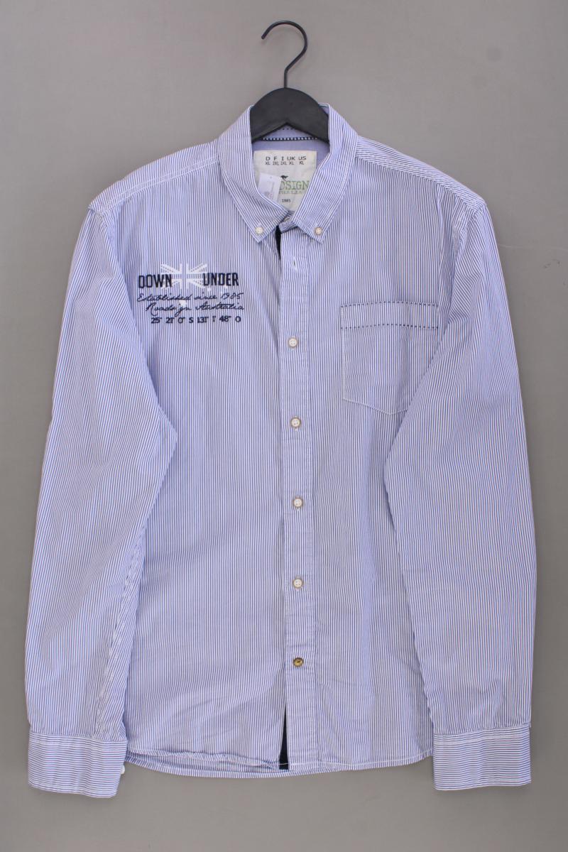 Roadsign Langarmhemd für Herren Gr. XL gestreift blau aus Baumwolle
