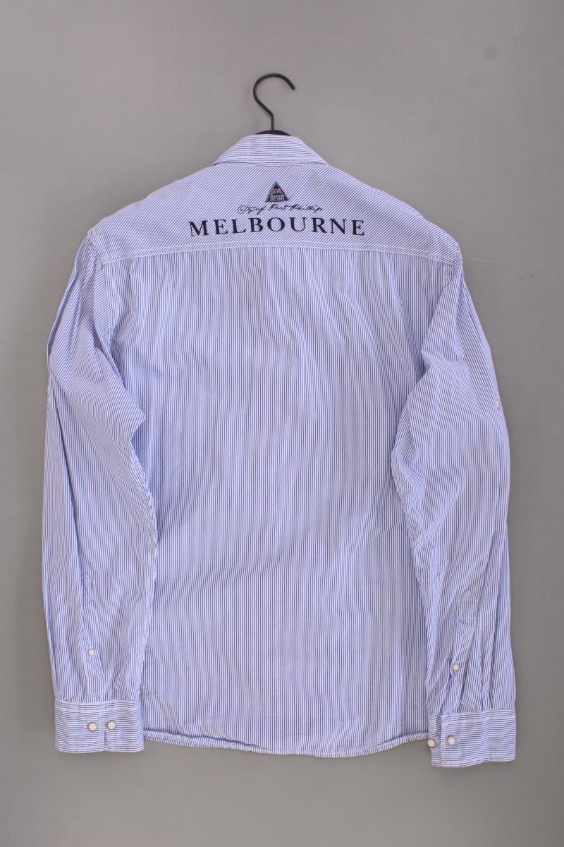Roadsign Langarmhemd für Herren Gr. XL gestreift blau aus Baumwolle