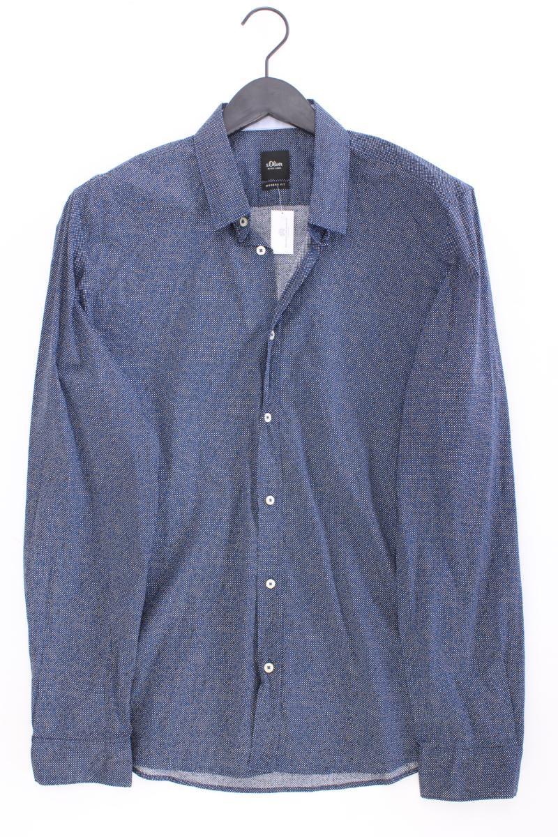 s.Oliver Black Label Langarmhemd für Herren Gr. L blau aus Baumwolle