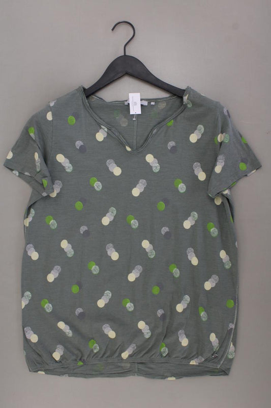 Cecil Shirt mit V-Ausschnitt Gr. L gepunktet Kurzarm olivgrün aus Baumwolle