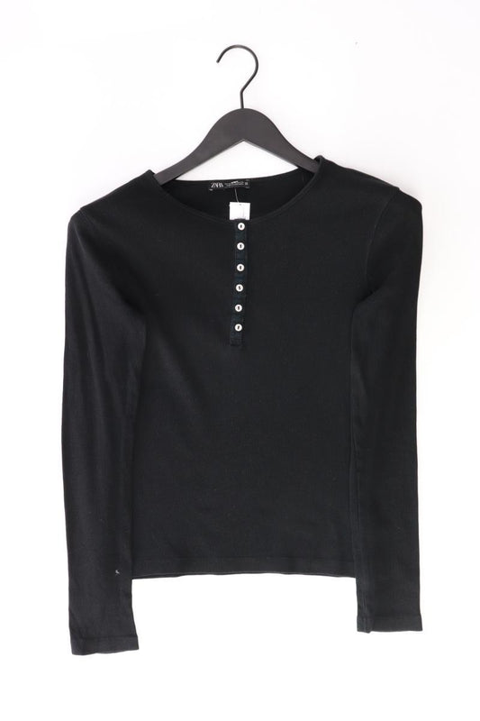 Zara Longsleeve-Shirt Gr. M Langarm schwarz aus Baumwolle