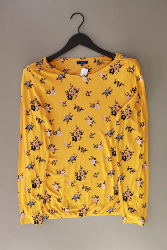 Tom Tailor Longsleeve-Shirt Gr. M mit Blumenmuster Langarm gelb aus Viskose