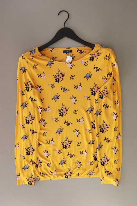 Tom Tailor Longsleeve-Shirt Gr. M mit Blumenmuster Langarm gelb aus Viskose