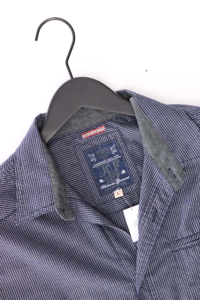 FF Denim Karohemd für Herren Gr. L kariert Langarm blau aus Baumwolle