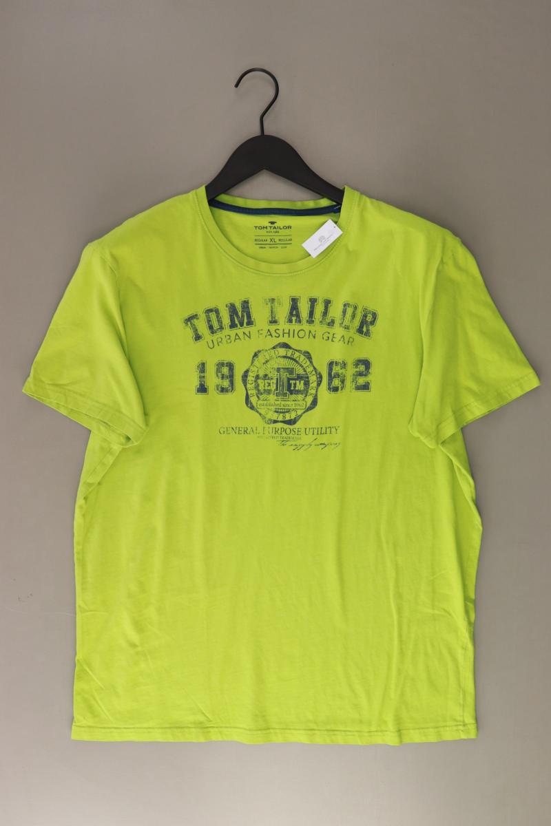 Tom Tailor Printshirt für Herren Gr. XL Kurzarm grün aus Baumwolle