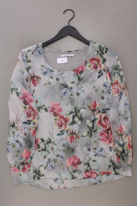 Zabaione Chiffonbluse Gr. M/L mit Blumenmuster Langarm grau aus Polyester
