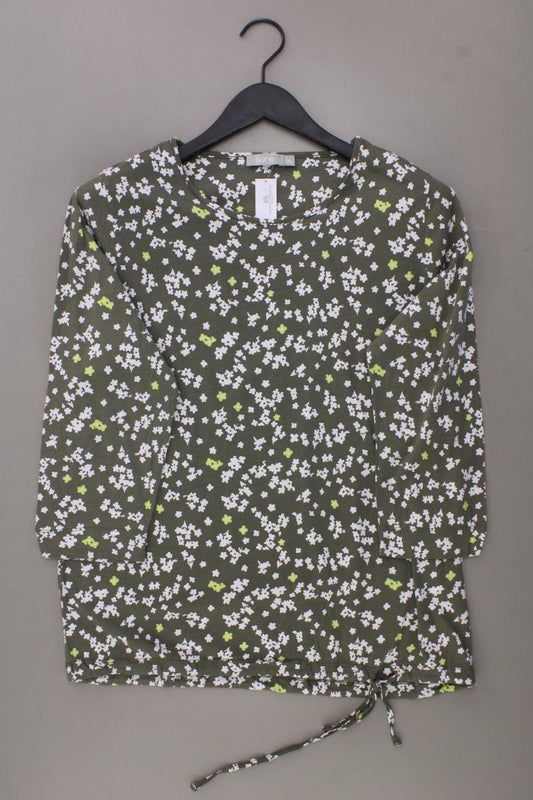Sure Printshirt Gr. XL mit Blumenmuster 3/4 Ärmel olivgrün aus Baumwolle