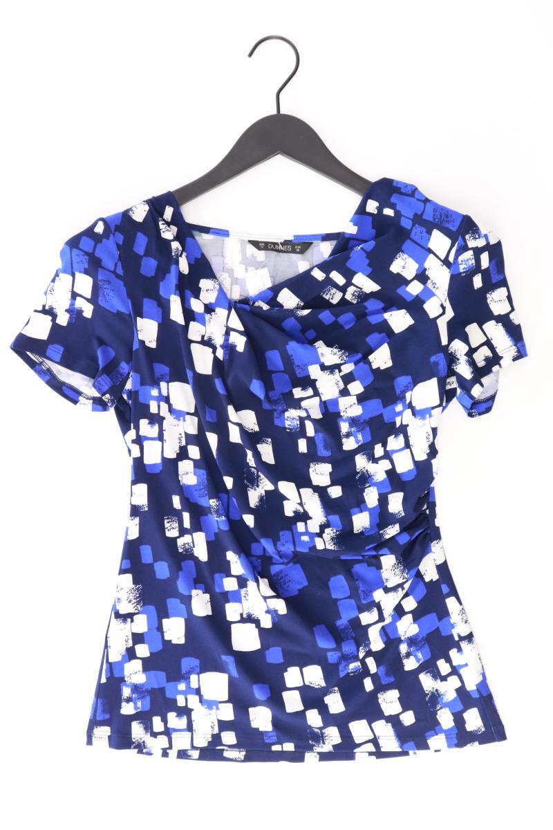 DUNNES Kurzarmbluse Gr. 38 geometrisches Muster blau aus Polyester