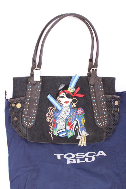 Tosca Blu Henkeltasche neuwertig grau aus Baumwolle