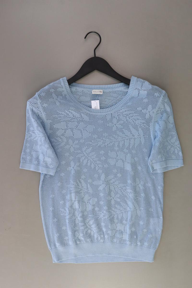 Atelier GS Strickshirt Gr. Kurzgröße 20 Kurzarm blau aus Viskose