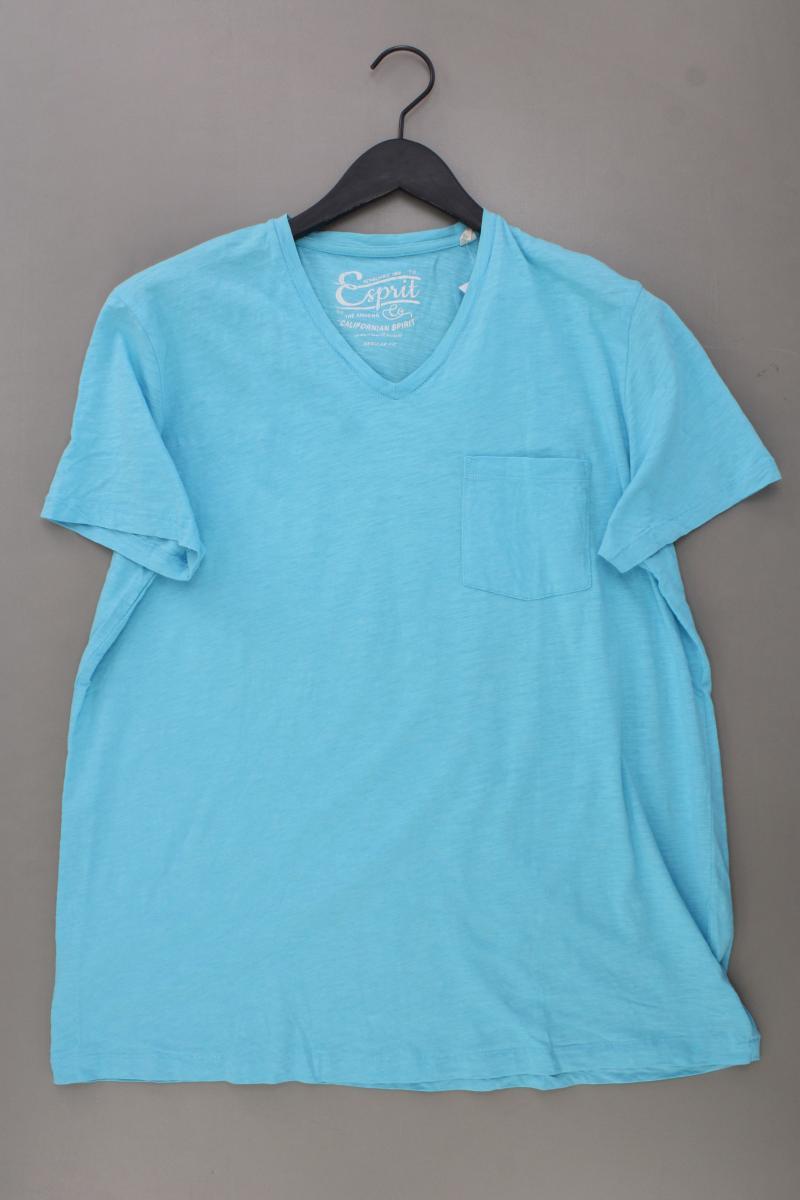 Esprit Shirt mit V-Ausschnitt für Herren Gr. XL Kurzarm türkis
