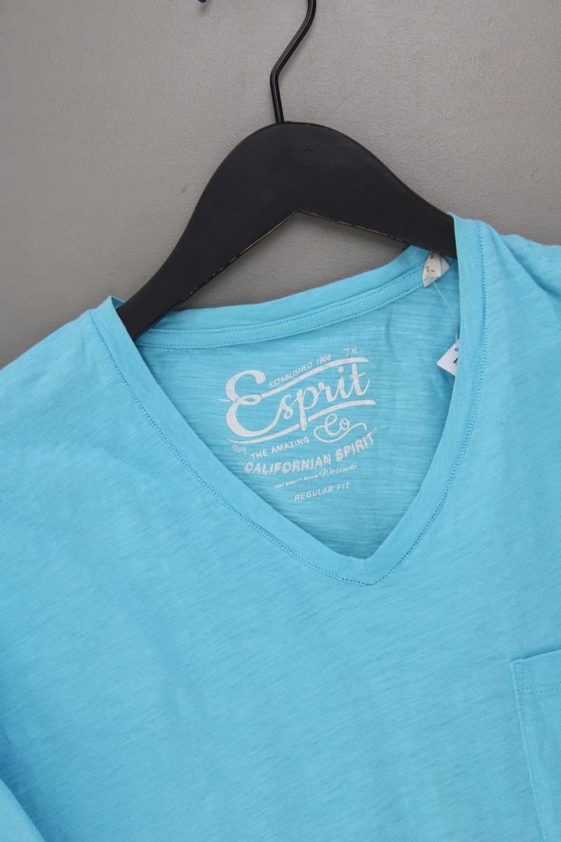 Esprit Shirt mit V-Ausschnitt für Herren Gr. XL Kurzarm türkis