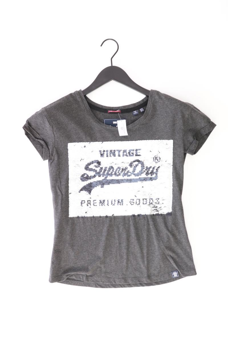 Superdry T-Shirt Gr. 38 Kurzarm mit Pailletten grau aus Baumwolle