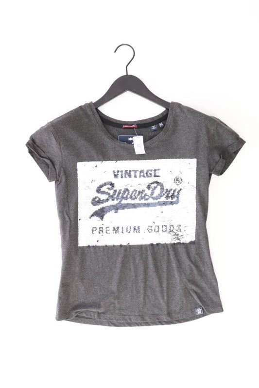 Superdry T-Shirt Gr. 38 Kurzarm mit Pailletten grau aus Baumwolle