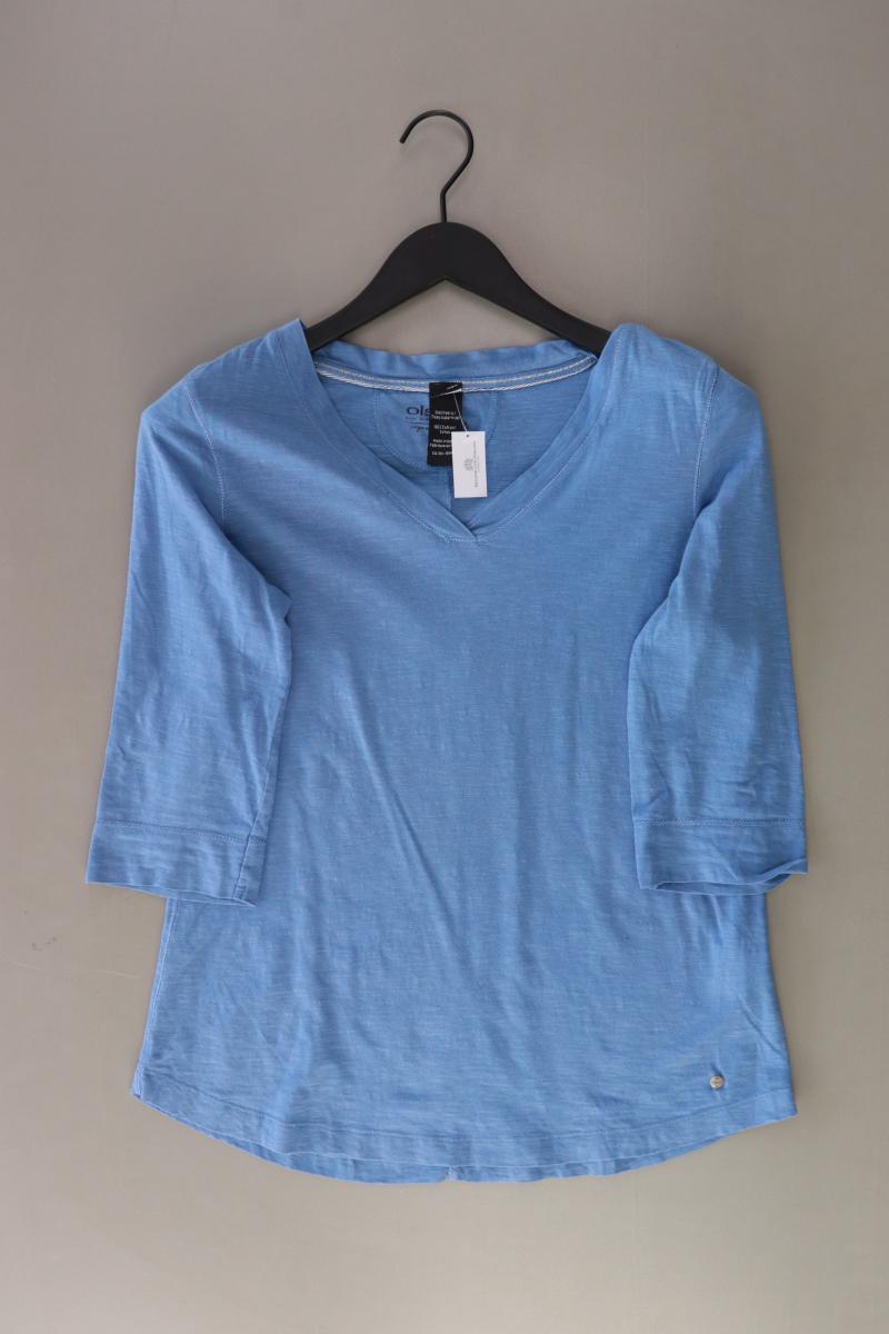 olsen Shirt mit V-Ausschnitt Gr. XS 3/4 Ärmel blau aus Baumwolle