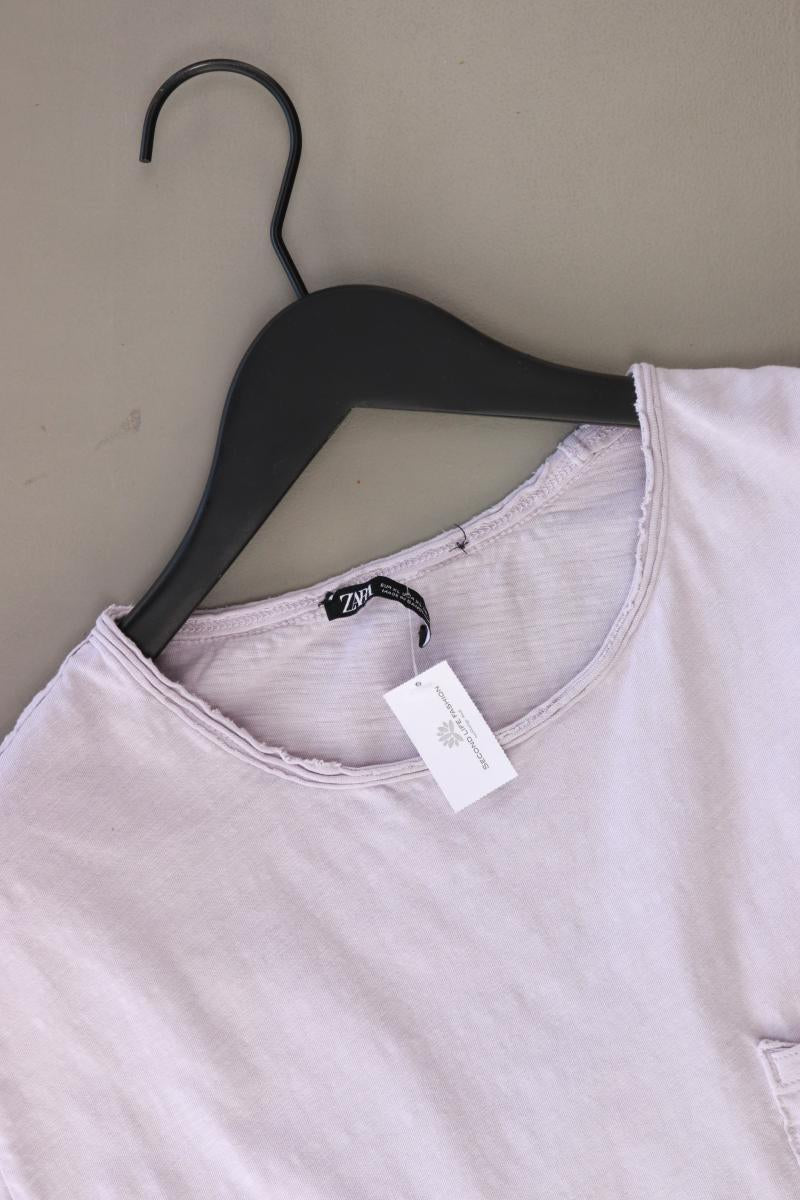 Zara T-Shirt für Herren Gr. XL Kurzarm lila aus Baumwolle