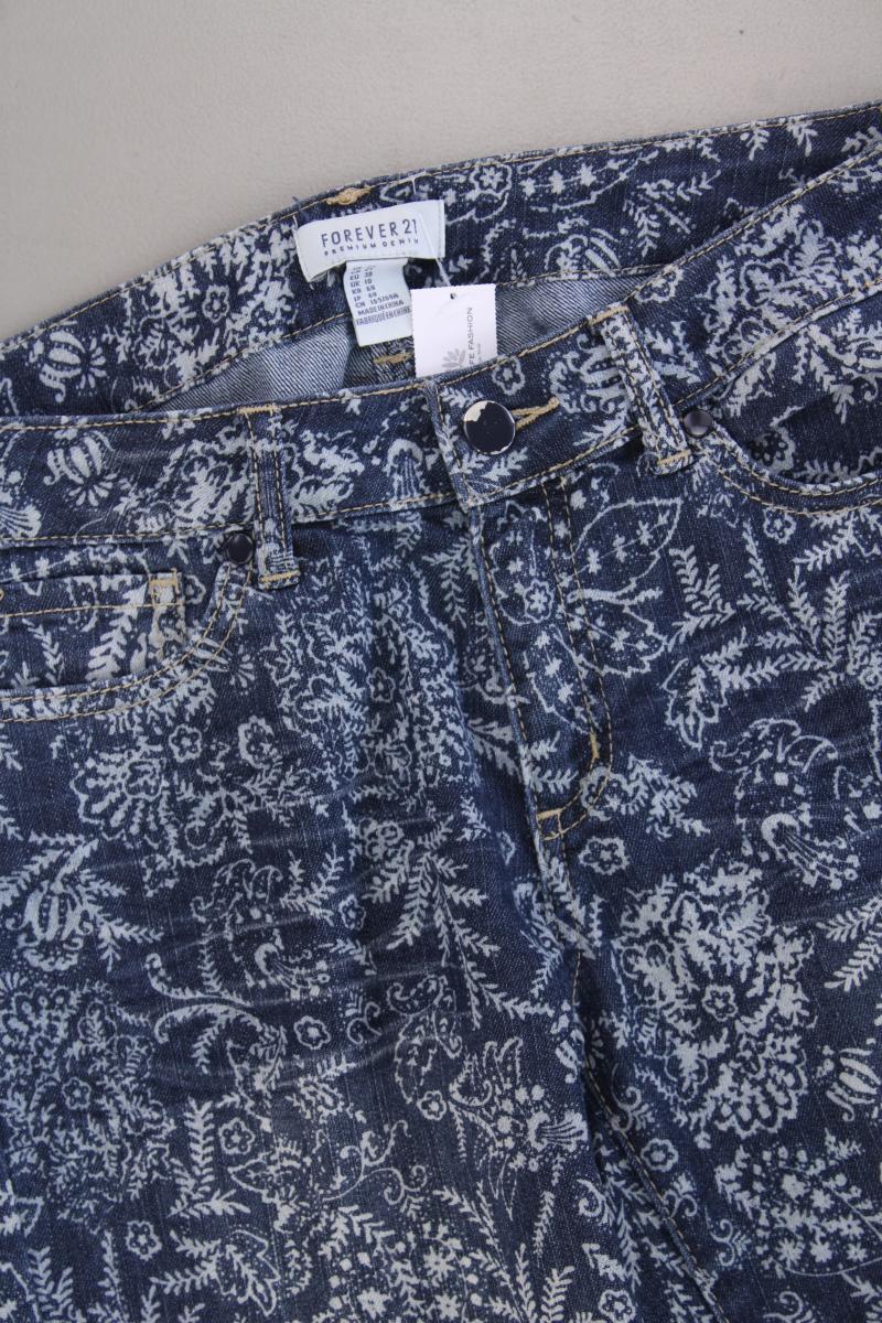 forever 21 Skinny Jeans Gr. W27 mit Blumenmuster blau aus Baumwolle