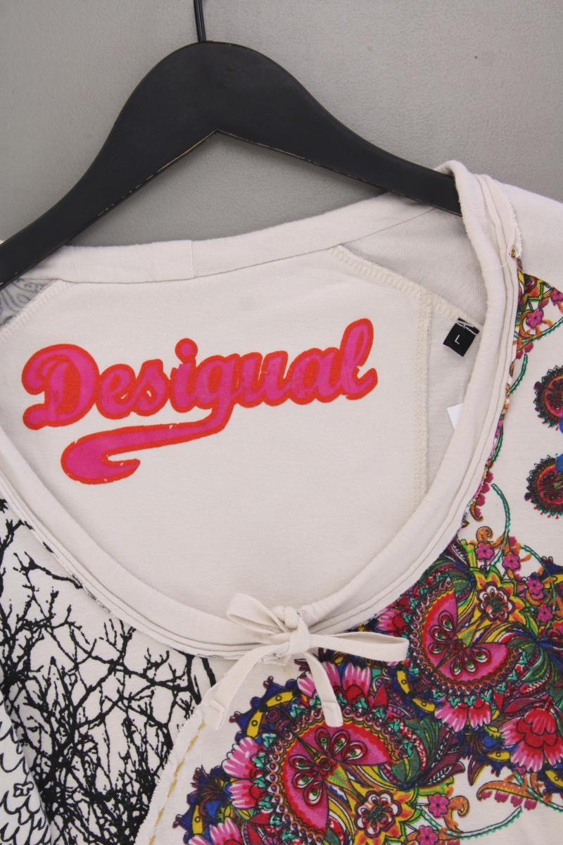 Desigual Printshirt Gr. L mit Blumenmuster Langarm creme