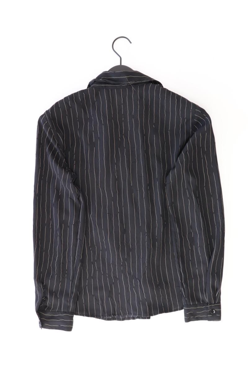 Bonita Rüschenbluse Gr. 38 gestreift Langarm Vintage schwarz aus Polyester