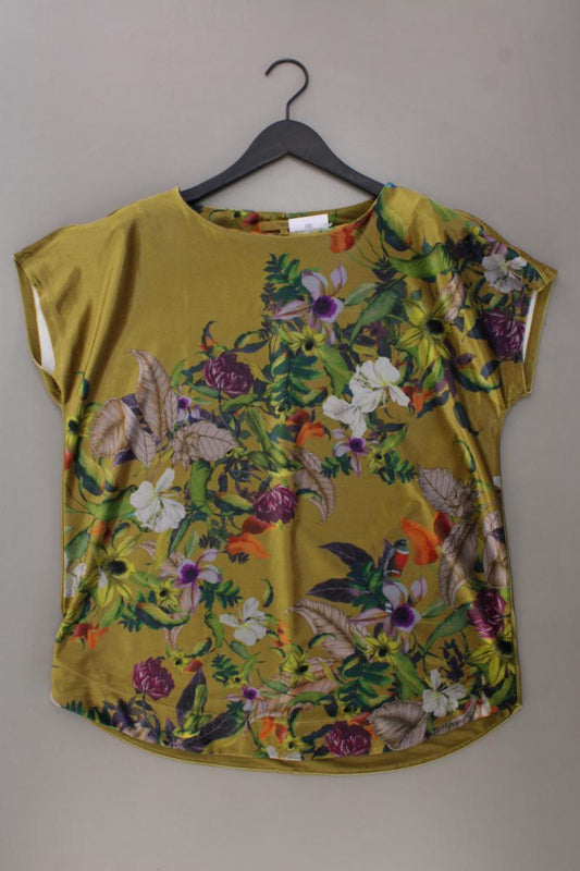 next Samtshirt Gr. 44 mit Blumenmuster neuwertig Kurzarm gelb aus Polyester