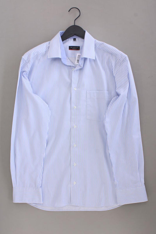 Eterna Langarmhemd für Herren Gr. Hemdgröße 41 gestreift blau aus Baumwolle