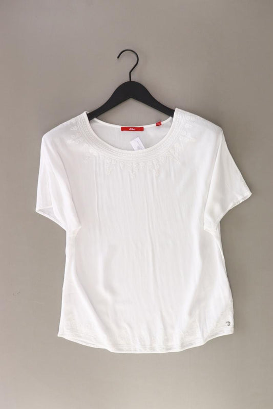 s.Oliver T-Shirt Gr. 36 Kurzarm weiß aus Viskose
