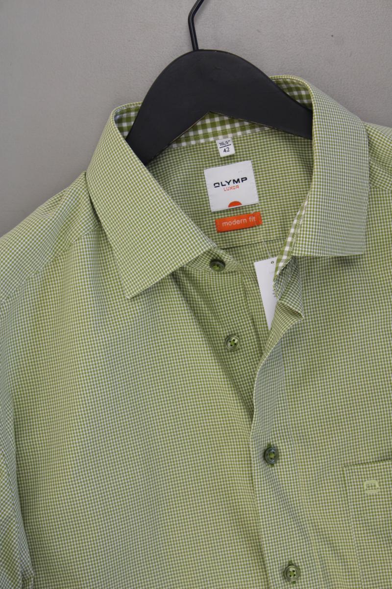 Olymp Langarmhemd für Herren Gr. Hemdgröße 42 grün aus Baumwolle