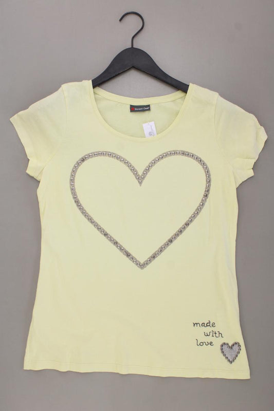 Street One T-Shirt Gr. 38 Kurzarm mit Nieten gelb aus Baumwolle