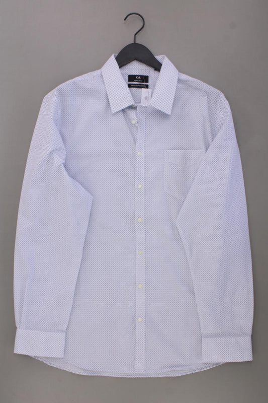 C&A Langarmhemd für Herren Gr. Hemdgröße 43/44 geometrisches Muster blau