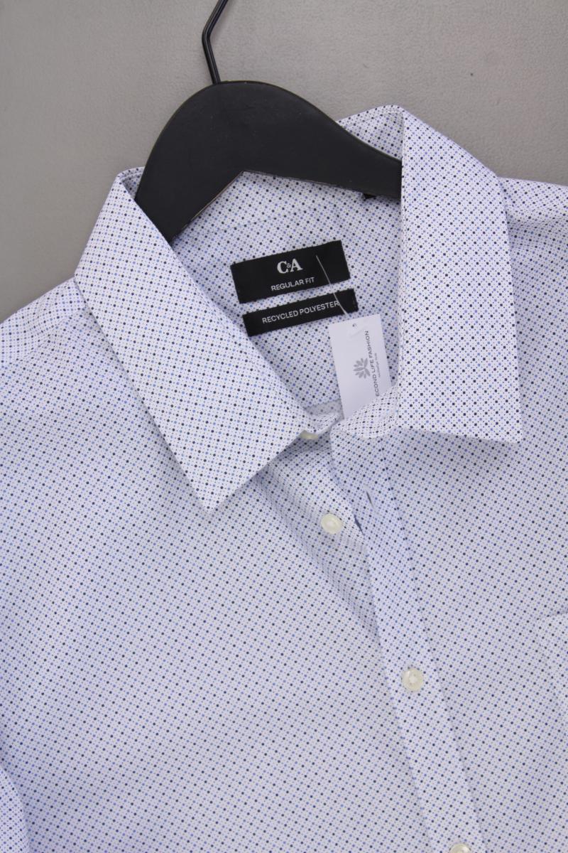 C&A Langarmhemd für Herren Gr. Hemdgröße 43/44 geometrisches Muster blau