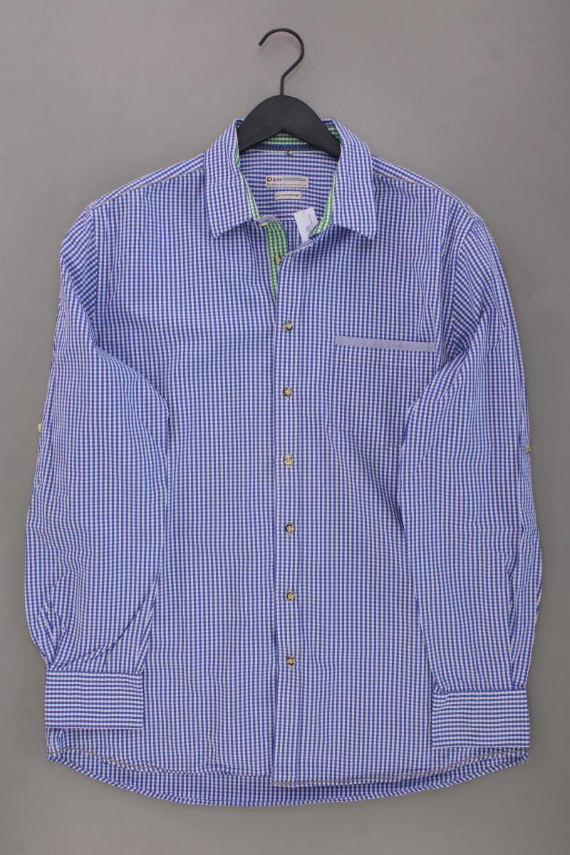 Dubbin & Hollinshead Trachtenhemd für Herren Gr. XL kariert Langarm blau