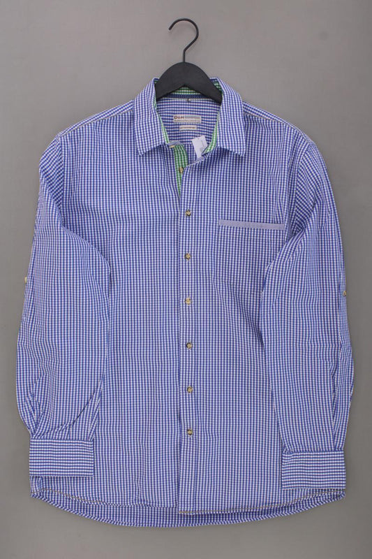 Dubbin & Hollinshead Trachtenhemd für Herren Gr. XL kariert Langarm blau