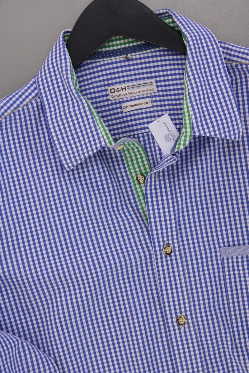 Dubbin & Hollinshead Trachtenhemd für Herren Gr. XL kariert Langarm blau